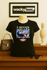 5 Shots Couldn't Stop Me I Took It and Smiled Trump 2024 America Graphic Tee Shirt