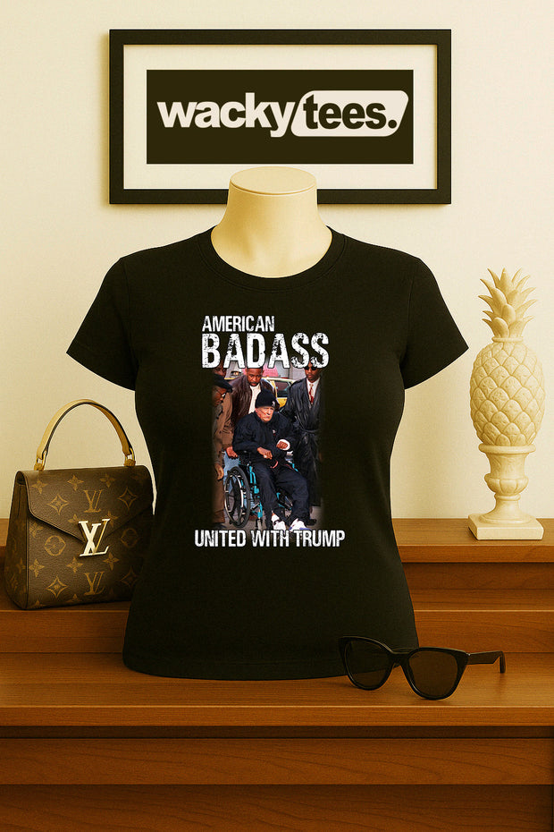American Badass United with Trump America Funny Graphic Tee Shirt