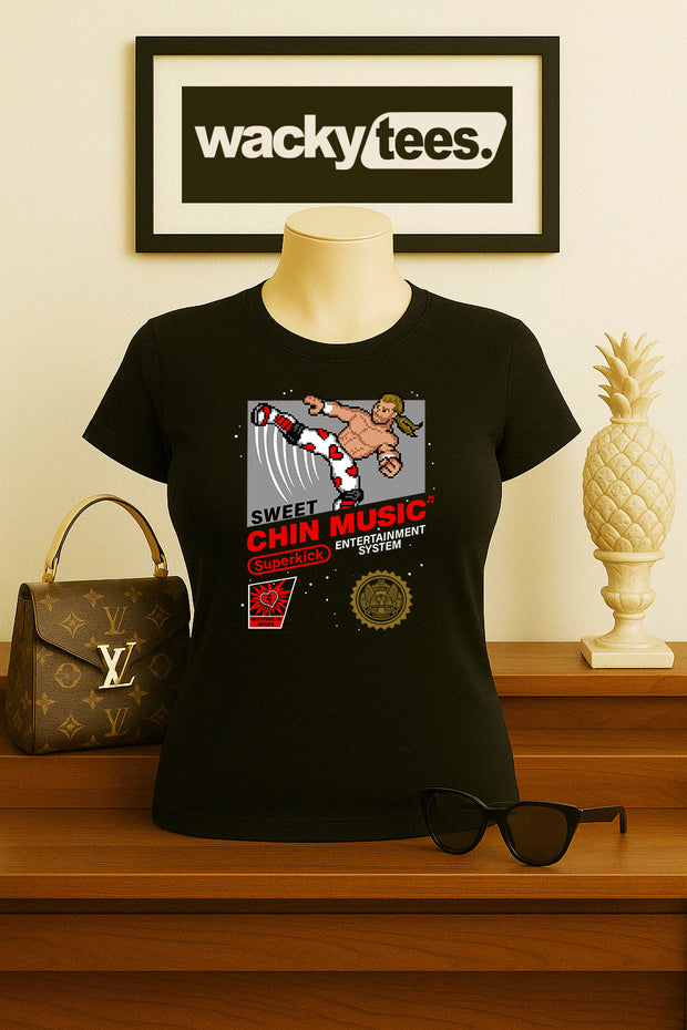 Sweet Chin Music Shawn Michaels Wrestling 8-Bit Gaming System Style Graphic Tee Shirt