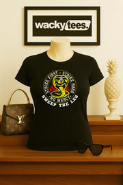 Cobra Kai Karate Kid Sweep The Leg Strike First Stike Hard No Mercy Graphic Tee Shirt