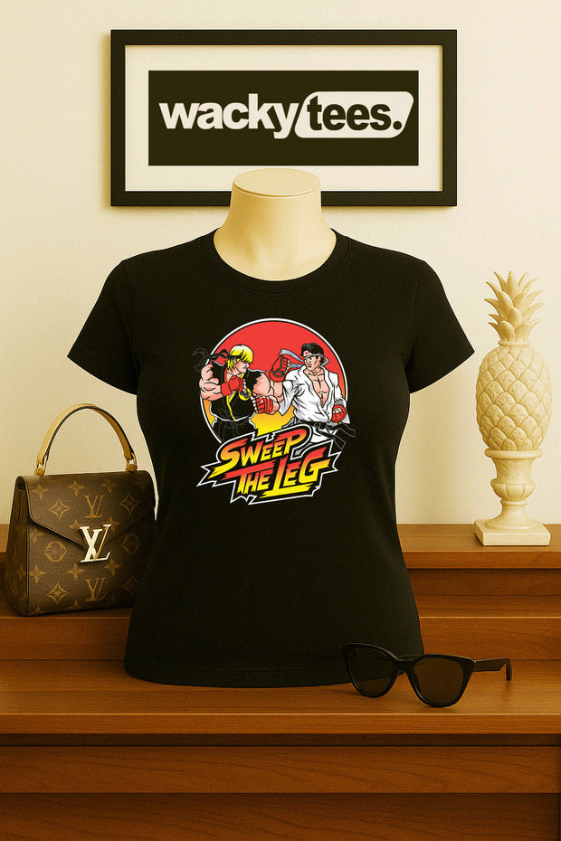 Cobra Kai Sweep The Leg Street Fighter Gaming Style Graphic Tee Shirt