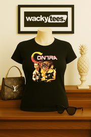 Contra War 80s Schwarzenegger Stallone Gaming NES Cover Graphic Tee Shirt