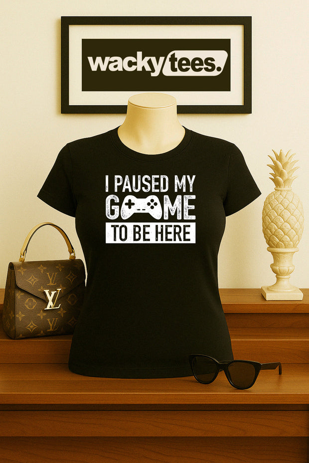 I Paused My Game To Be Here Gamer Gaming Controller Graphic Tee Shirt
