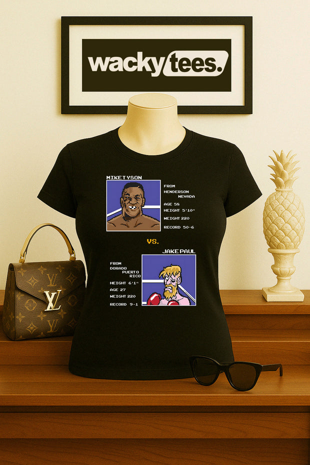 Mike Tyson Punch Out Jake Paul Tale of Tape Gaming 8bit NES Graphic Tee Shirt