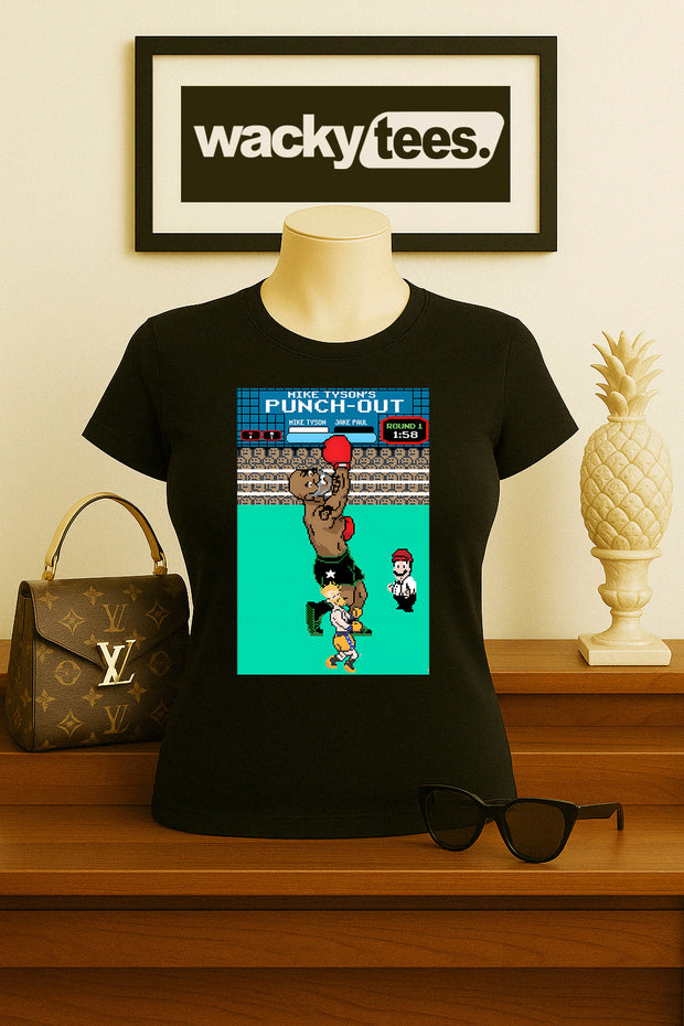 Mike Tyson Punch Out KO Jake Paul Game Play Gaming 8bit NES Graphic Tee Shirt