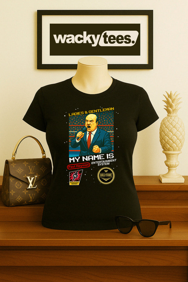 Ladies and Gentleman My Name is Paul Heyman Wrestling 8bit Gaming NES Cover Graphic Tee Shirt