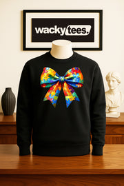 Autism Puzzle Awareness Bow Graphic Tee Shirt