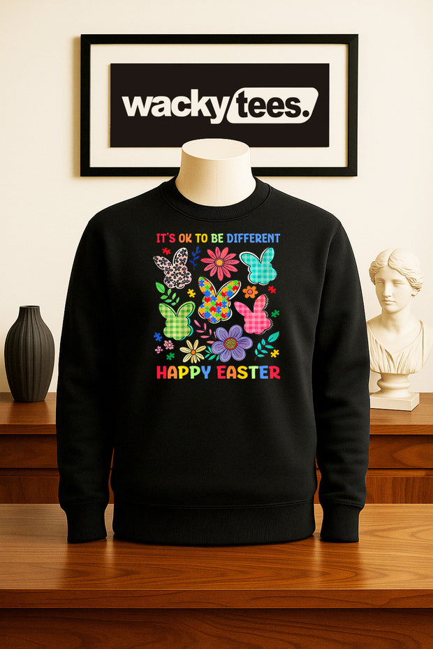 Its Okay to be Different Happy Easter Autism Awareness Graphic Tee Shirt