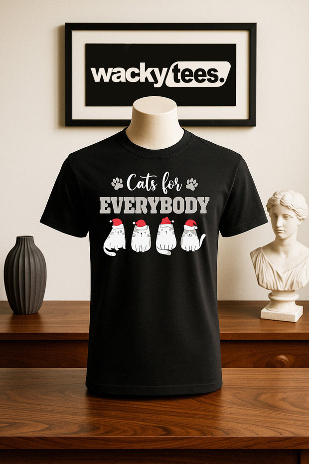 Cats for Everyone Christmas Holiday Family Funny Graphic Tee Shirt