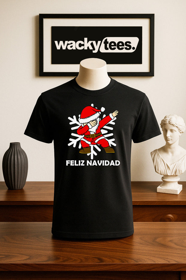 Feliz Navidad Santa Dabbin Christmas Holiday Family Graphic Tee Shirt