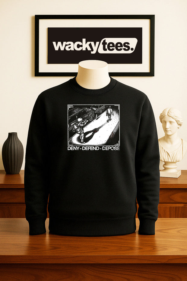 Deny Defend Depose Trendy Black and White Graphic Tee Shirt