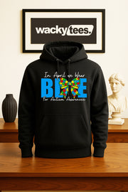 In April We Wear Blue for Autism Awareness Graphic Tee Shirt