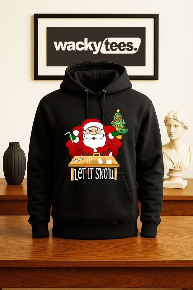 Let it Snow Christmas High Santa with Nose Candy Xmas Graphic Tee Shirt