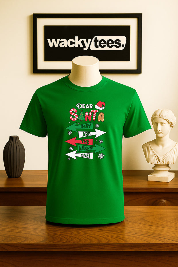 Dear Santa They are the Naughty Ones Christmas Holiday Family Graphic Tee Shirt