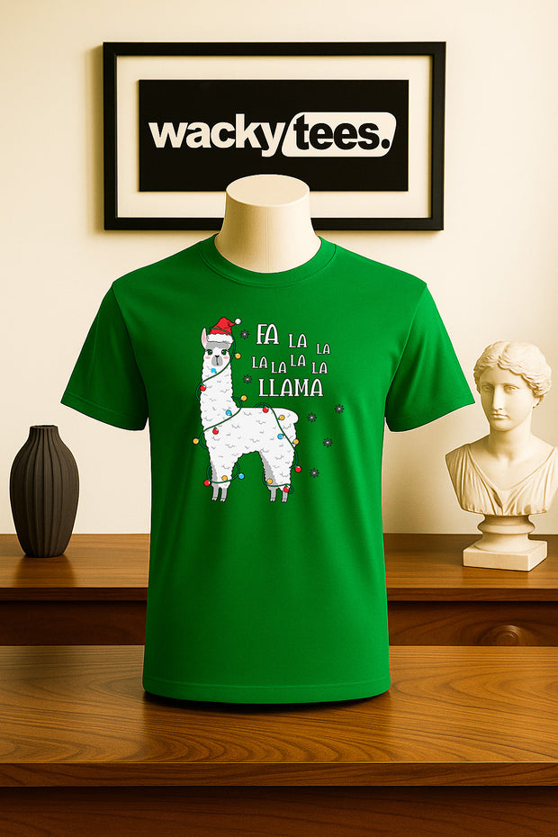 Fa La La La La Llama Christmas Holiday Family Graphic Tee Shirt