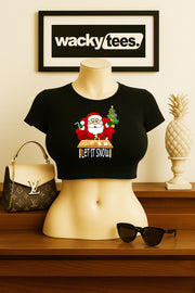 Let it Snow Cracked Out Santa Funny Holiday Christmas Graphic Tee Shirt