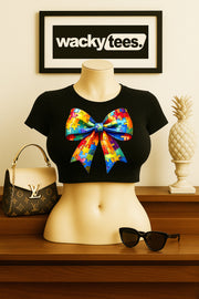 Autism Puzzle Awareness Bow Graphic Tee Shirt