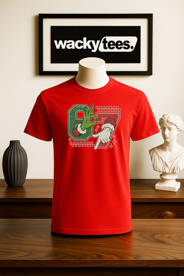 67 Six Seven Santa Grinch Hand Sign Language Funny Graphic Tee Shirt