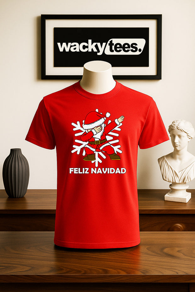 Feliz Navidad Santa Dabbin Christmas Holiday Family Graphic Tee Shirt