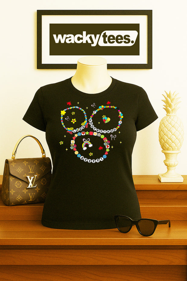 Friendship Bracelets Love Understand and Accept Autism Awareness Graphic Tee Shirt