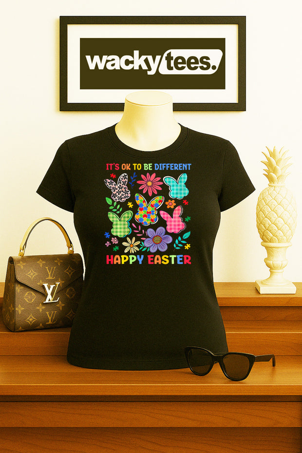 Its Okay to be Different Happy Easter Autism Awareness Graphic Tee Shirt
