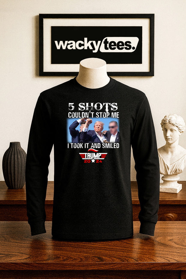 5 Shots Couldn't Stop Me I Took It and Smiled Trump 2024 America Graphic Tee Shirt