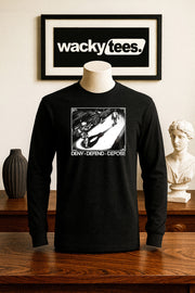Deny Defend Depose Trendy Black and White Graphic Tee Shirt