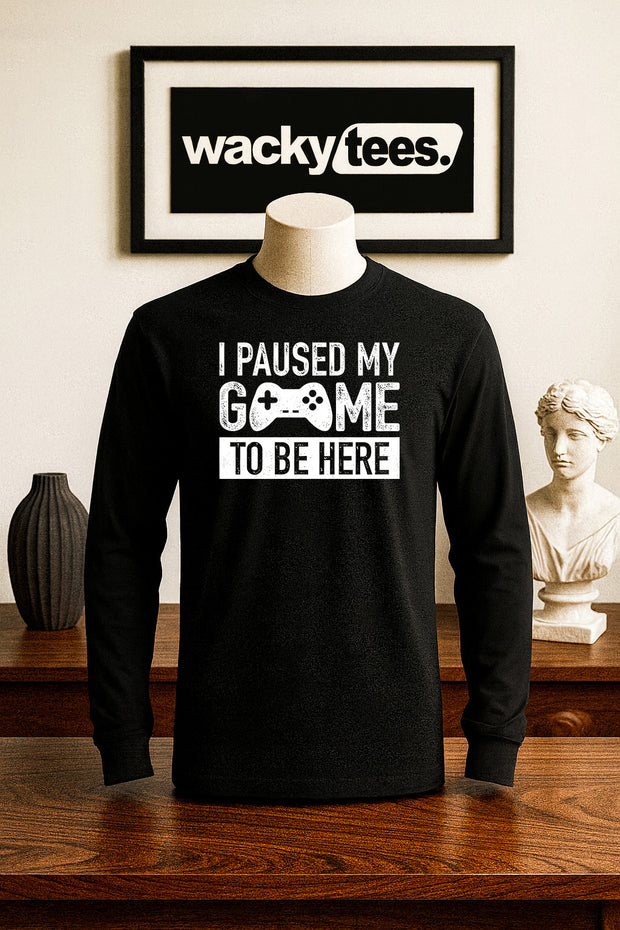 I Paused My Game To Be Here Gamer Gaming Controller Graphic Tee Shirt