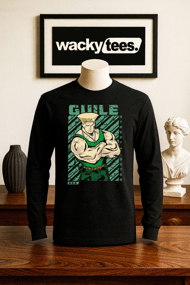Street Fighter Guile USA United States Marital Arts Gaming Graphic Tee Shirt