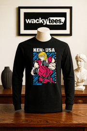 Street Fighter Ken USA United States Marital Arts Gaming Graphic Tee Shirt