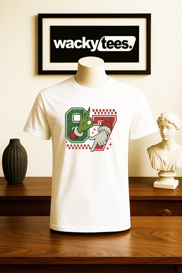 67 Six Seven Santa Grinch Hand Sign Language Funny Graphic Tee Shirt