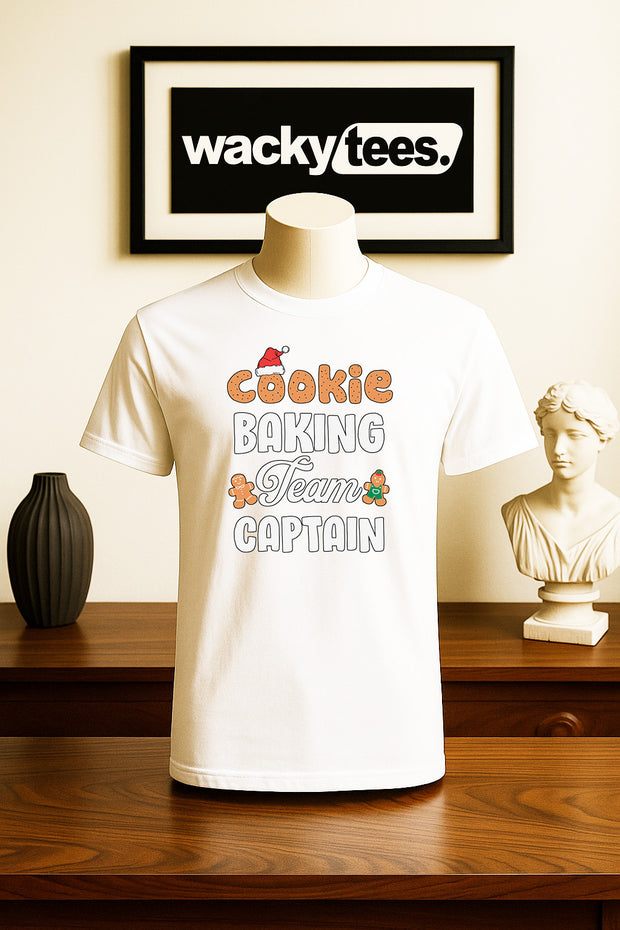 Cookie Baking Team Captain Christmas Holiday Family Funny Graphic Tee Shirt