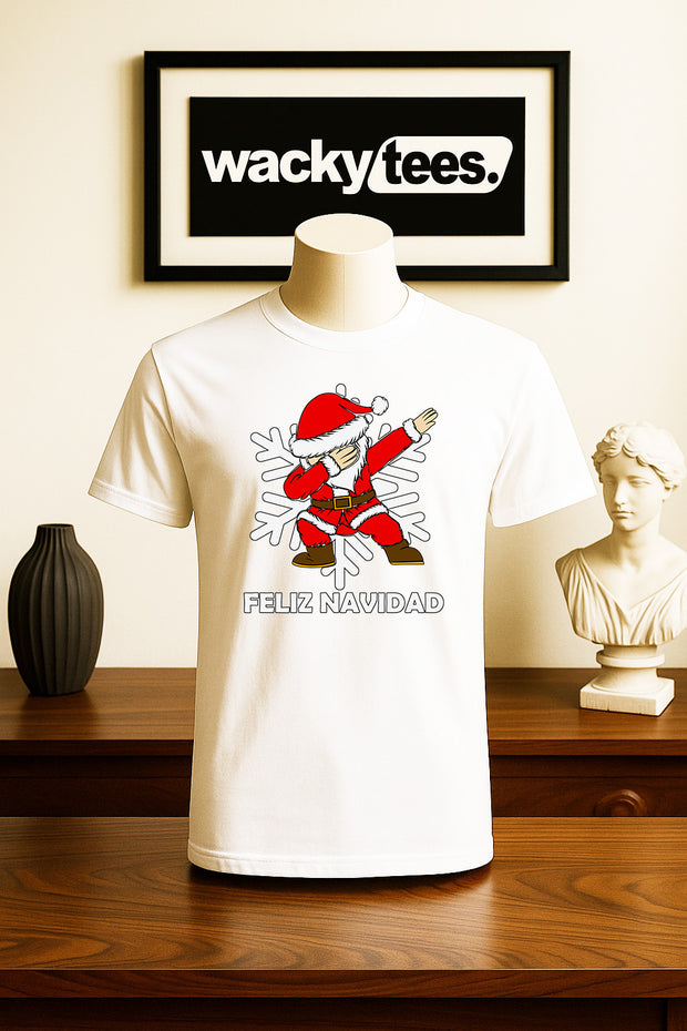 Feliz Navidad Santa Dabbin Christmas Holiday Family Graphic Tee Shirt
