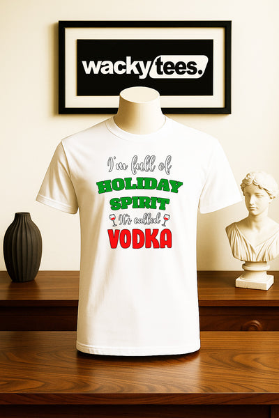 Full of Holiday Spirit and its called Vodka Christmas Holiday Family Graphic Tee Shirt