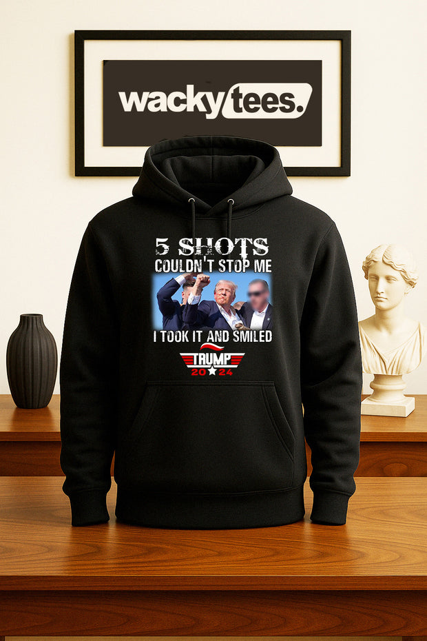 5 Shots Couldn't Stop Me I Took It and Smiled Trump 2024 America Graphic Tee Shirt