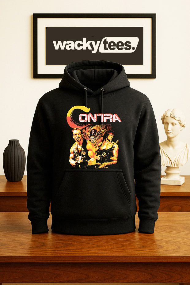 Contra War 80s Schwarzenegger Stallone Gaming NES Cover Graphic Tee Shirt