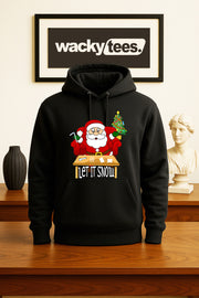 Let it Snow Cracked Out Santa Funny Holiday Christmas Graphic Tee Shirt