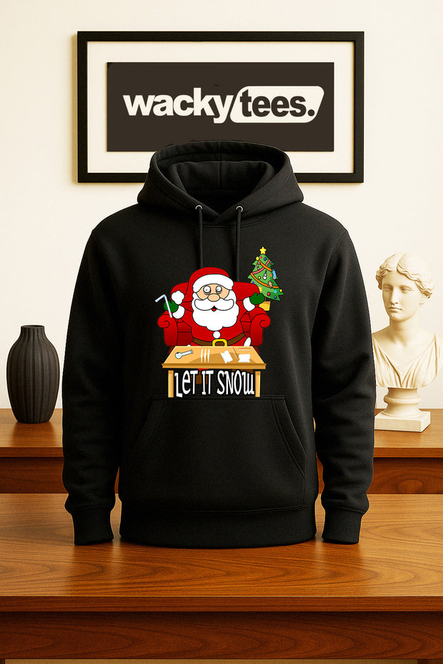 Let it Snow Cracked Out Santa Funny Holiday Christmas Graphic Tee Shirt