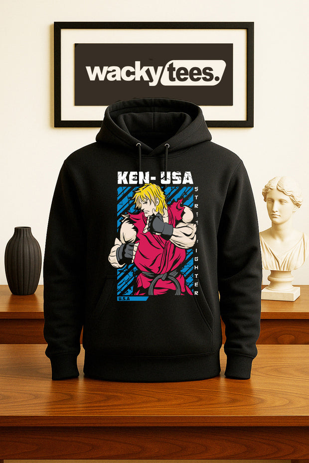 Street Fighter Ken USA United States Marital Arts Gaming Graphic Tee Shirt
