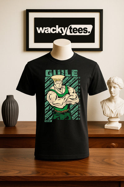 Street Fighter Guile USA United States Marital Arts Gaming Graphic Tee Shirt