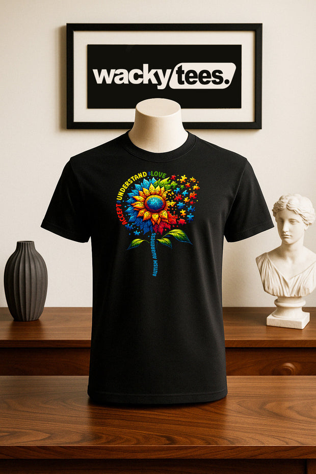 Accept Understand Love Breaking Puzzle Autism Awareness Graphic Tee Shirt