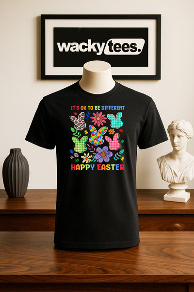 Its Okay to be Different Happy Easter Autism Awareness Graphic Tee Shirt