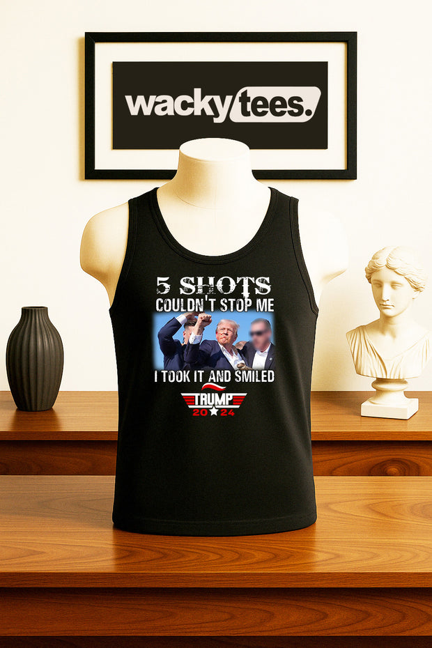 5 Shots Couldn't Stop Me I Took It and Smiled Trump 2024 America Graphic Tee Shirt