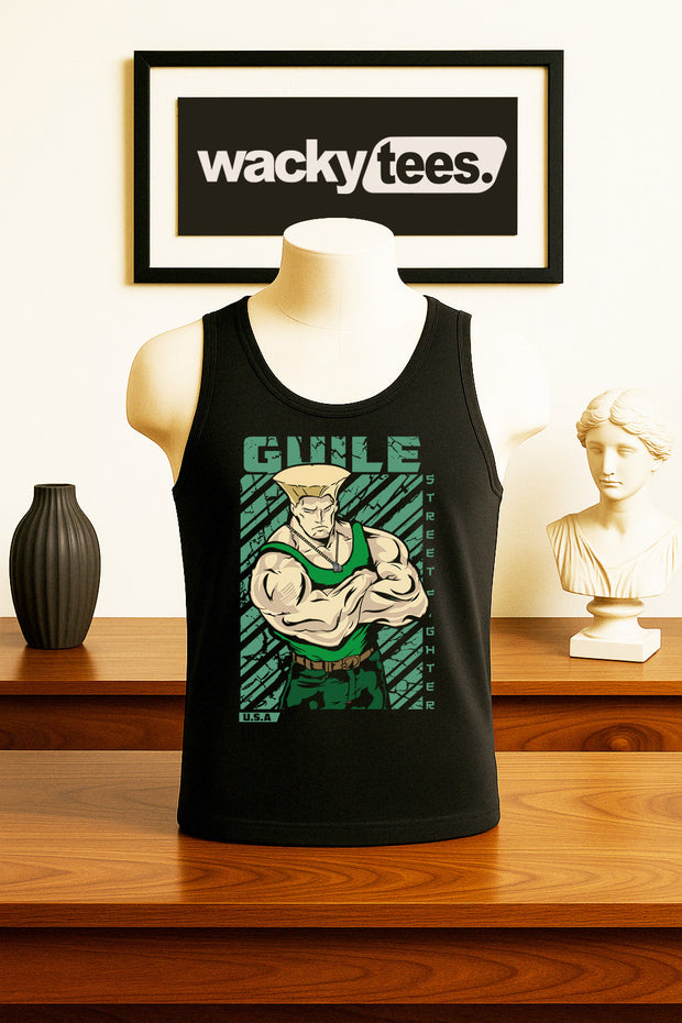 Street Fighter Guile USA United States Marital Arts Gaming Graphic Tee Shirt