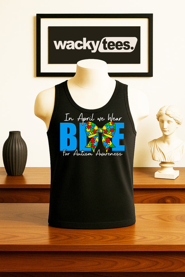 In April We Wear Blue for Autism Awareness Graphic Tee Shirt
