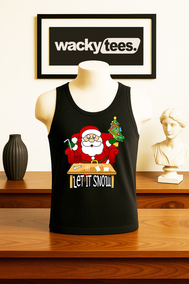 Let it Snow Christmas High Santa with Nose Candy Xmas Graphic Tee Shirt