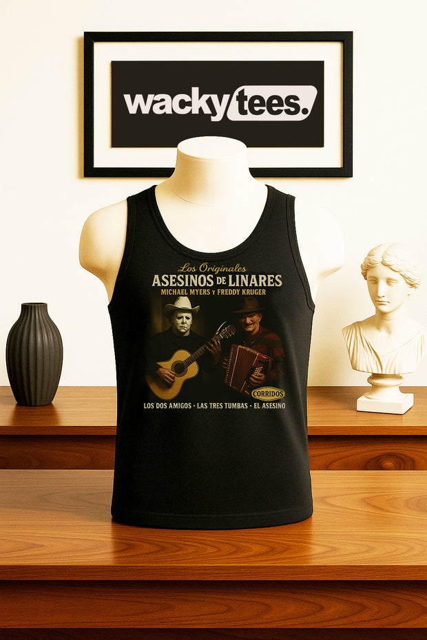Los Asesinos De Linares Corridos Album Cover Michael Y Freddy Graphic Tee Shirt