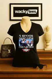 5 Shots Couldn't Stop Me I Took It and Smiled Trump 2024 America Graphic Tee Shirt