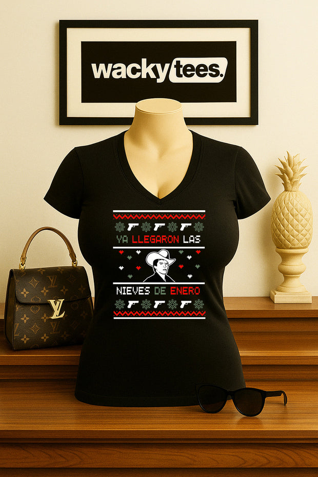 Chalino Sanchez Nieves De Enero Christmas Ugly Sweater Graphic Tee Shirt