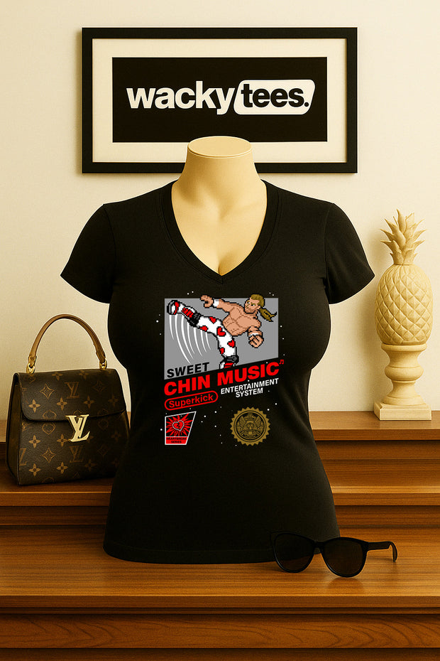 Sweet Chin Music Shawn Michaels Wrestling 8-Bit Gaming System Style Graphic Tee Shirt